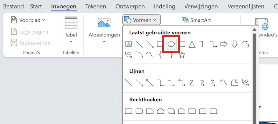 Vorm invoegen in Word
